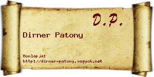Dirner Patony névjegykártya